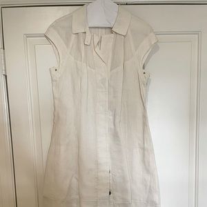 Cream Belted Linen Dress